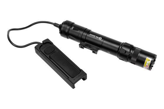 Olight Odin GL 1500 Lumen Rail Mount Flashlight with Green Laser has a dual-button magnetic switch.